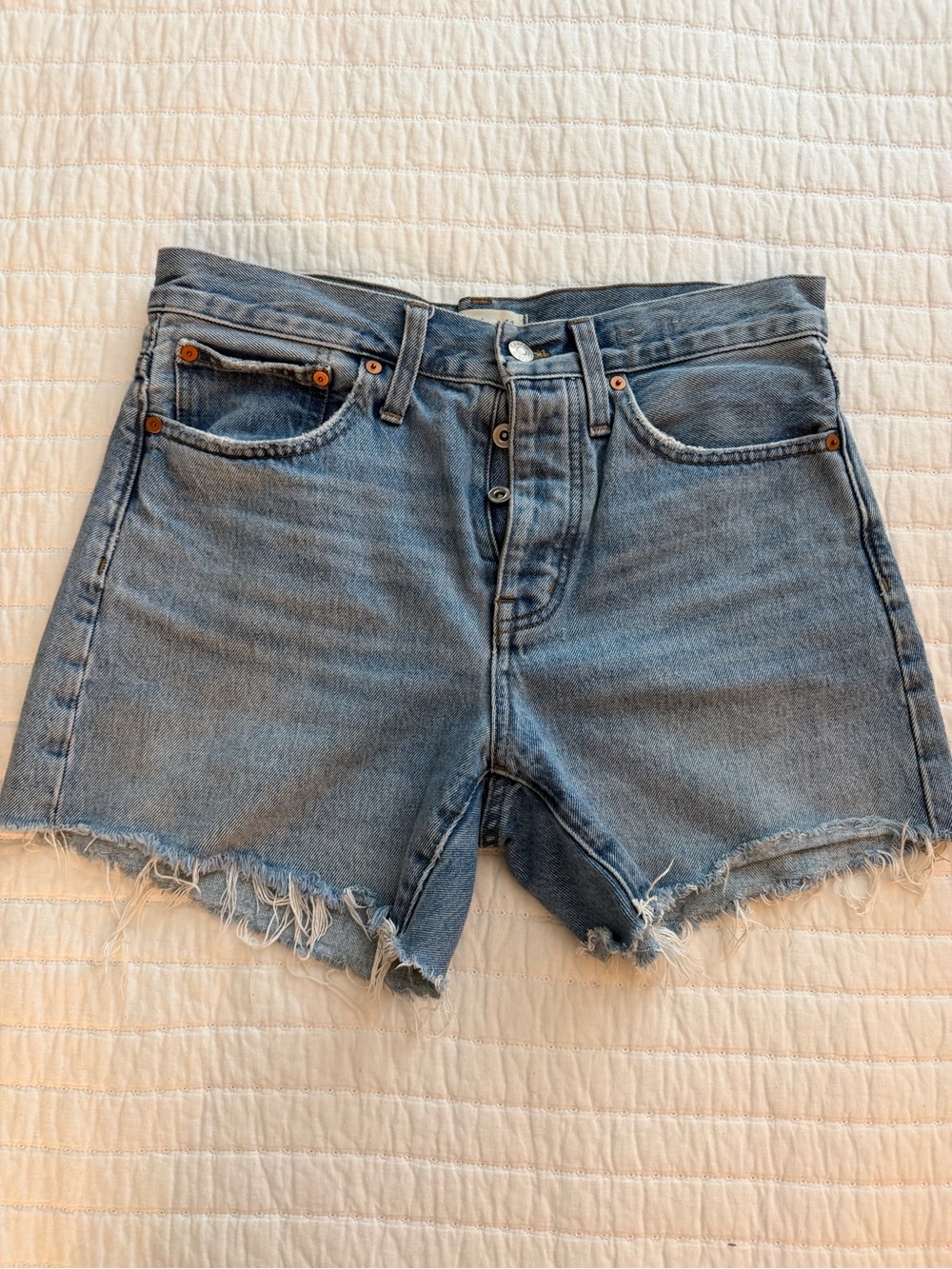 Madewell Relaxed Mid-Length Cutoff Denim Shorts - Light Blue
